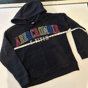 ABERCROMBIE & FITCH KIDS BLACK HOOD PULLOVER WITH POCKET RAINBOW A&F SIZE 13/14